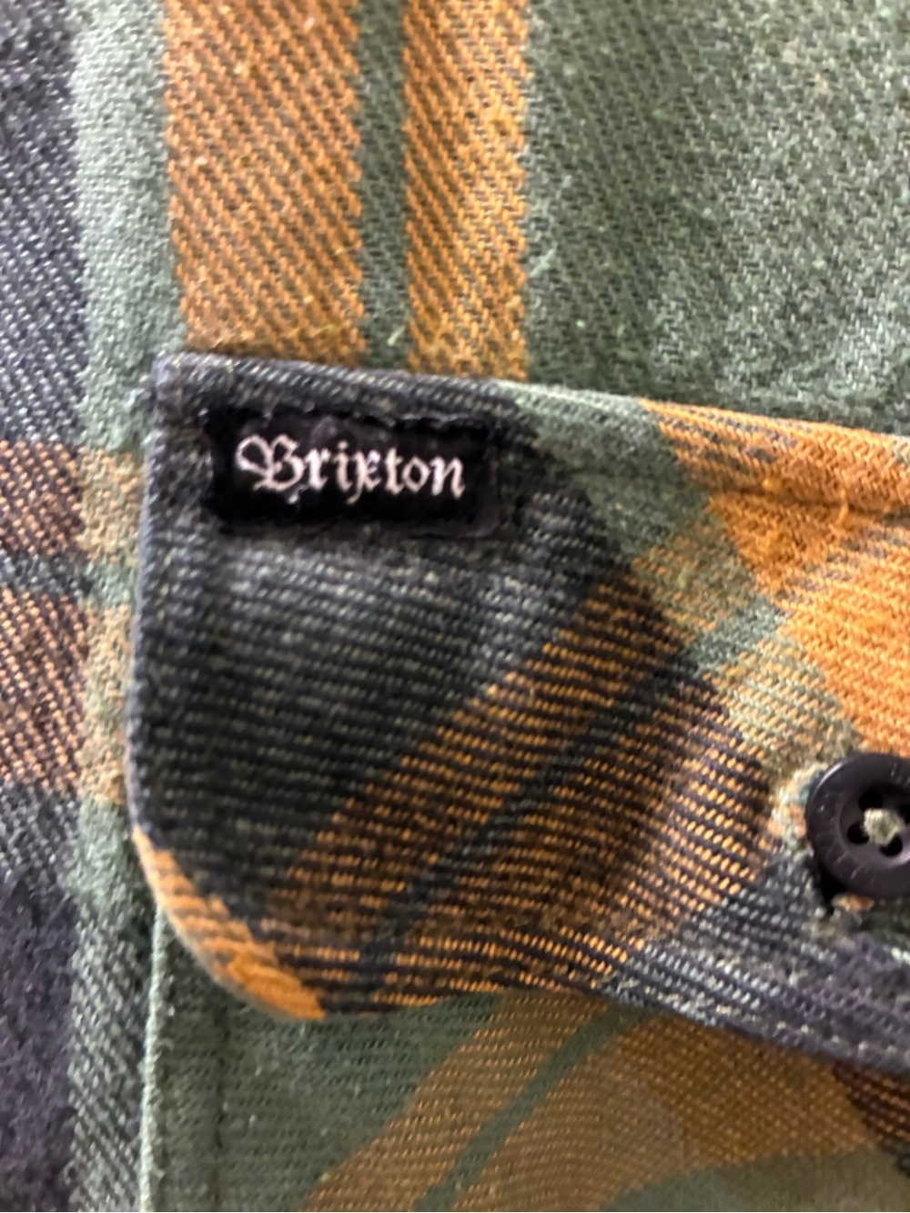 Brixton Green & Mustard Plaid Flannel Shirt Men’s Size Large - Picture 3 of 7
